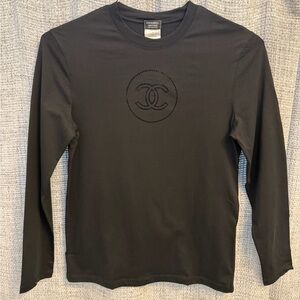 Chanel Black CC Logo Long Sleeve Shirt – Size XS